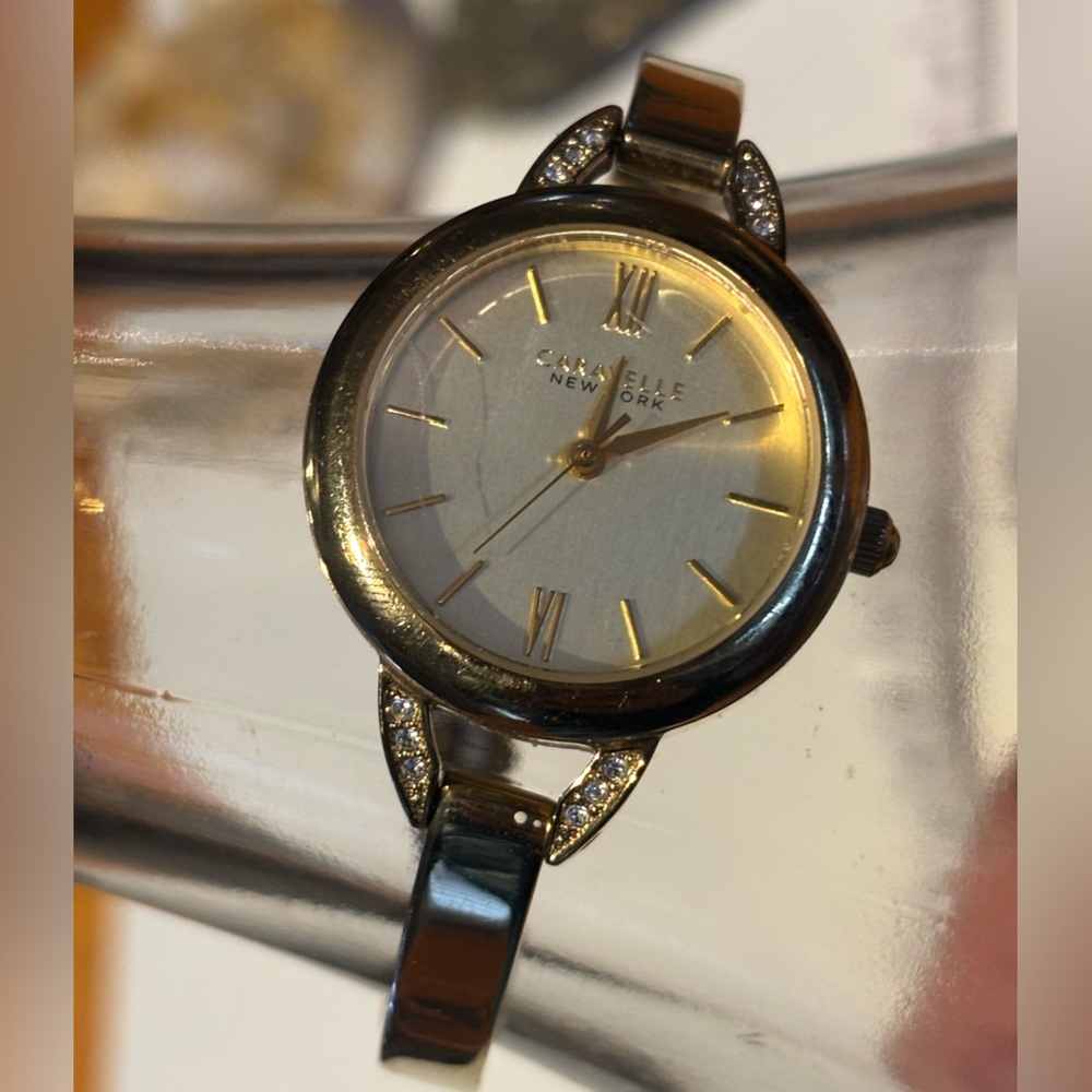Caravelle New York Women's Watch 44L129 Gold With Crystal Accents